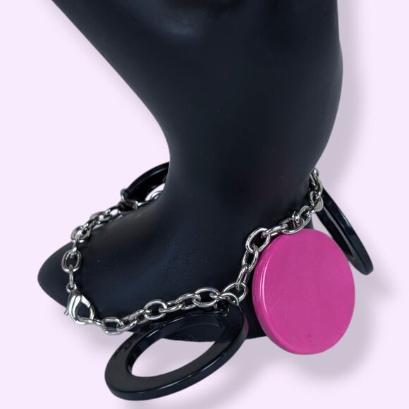 (2/$20) Pink & Black Dangling Circles Bracelet - Picture 3 of 5